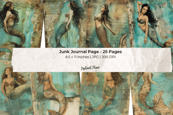 Download Vintage Mermaid Junk Journal Pages - Journal Collection