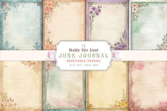 Download Shabby Chic Lined Junk Journal Pages - Journal Collection