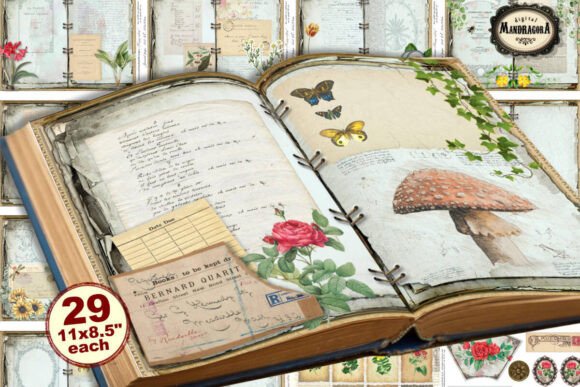 Download Vintage Botanical Junk Journal Kit - Journal Collection