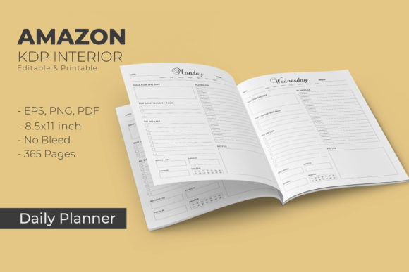 Download 2022 Daily Planner Printable Book &amp; KDP - Premium Bundle