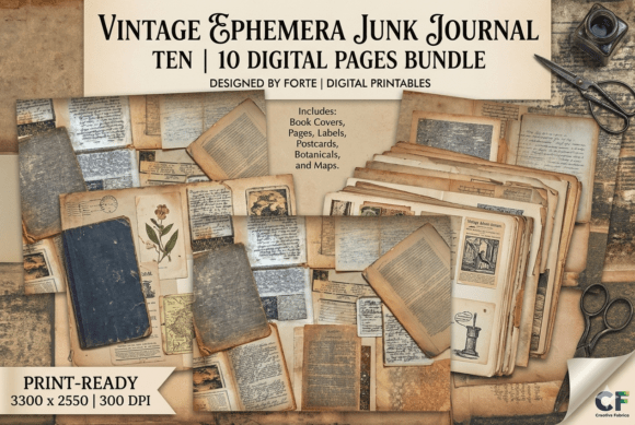 Download Vintage Ephemera Junk Journal Kit - Journal Collection