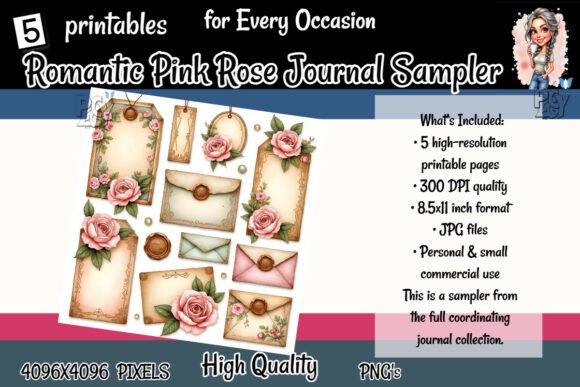 Download Romantic Pink Rose Journal Sampler - Journal Collection
