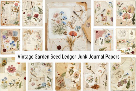 Download Vintage Garden Seed Ledger Junk Journals - Journal Collection
