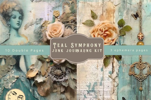 Download Teal Symphony Junk Journaling Kit - Journal Collection