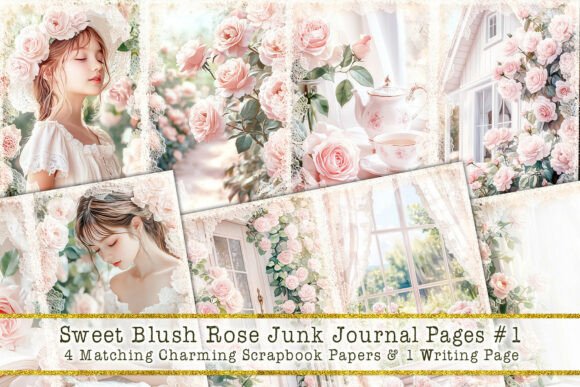 Download Sweet Blush Floral Junk Journal Pages #1 - Journal Collection