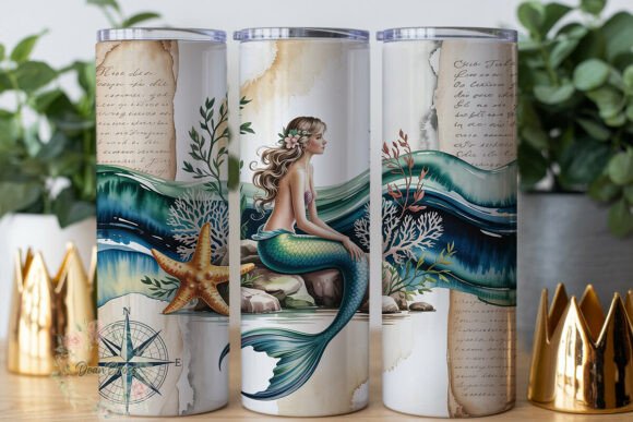 Download Vintage Mermaid Ocean Dreams 20oz Wrap - Ocean Collection