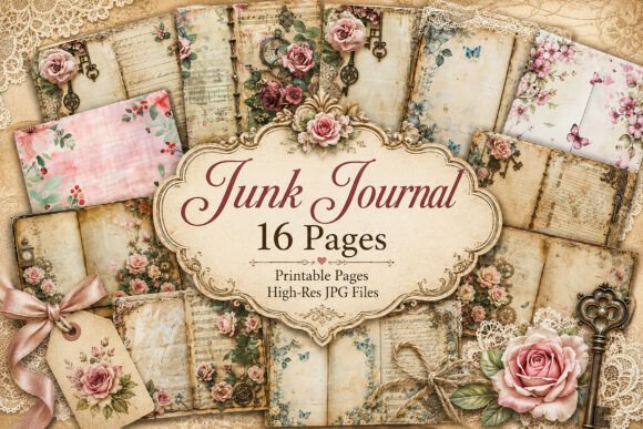 Download Shabby Chic Roses Junk Journal Pages - Journal Collection