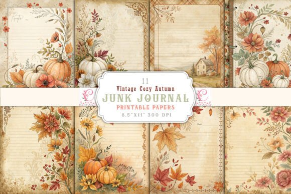 Download Vintage Cozy Autumn Junk Journal Pages - Journal Collection