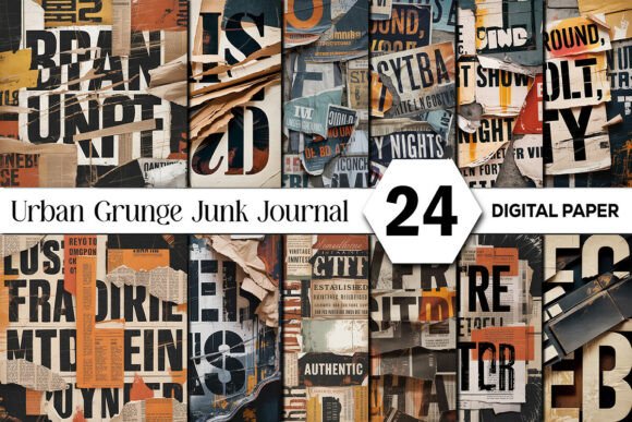 Download Urban Grunge Junk Journal Collage Pages - Journal Collection