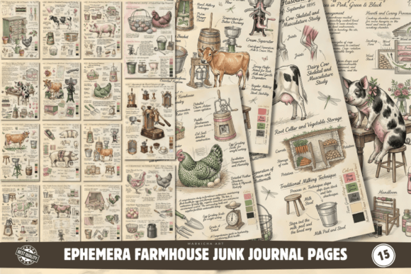Download Ephemera Farmhouse Junk Journal Pages - Journal Collection
