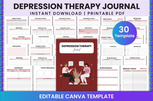 Download Depression Therapy Journal for Canva - Journal Collection