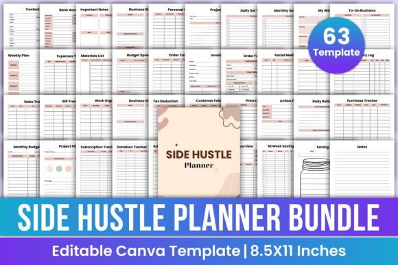 Download Side Hustle Planner Bundle Canva Kdp - Premium Resources