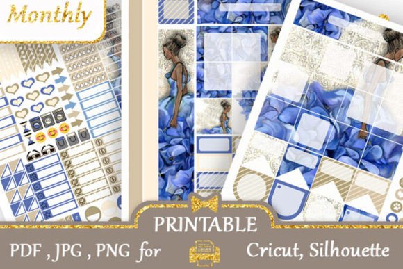 Download Happy Planner Blue Dress Flowers Girl - Happy planner Collection