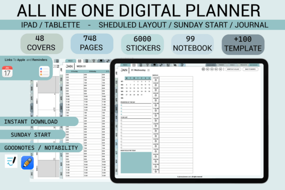 Download Blue Digital Planner-Journal Sheduled - Journal Collection
