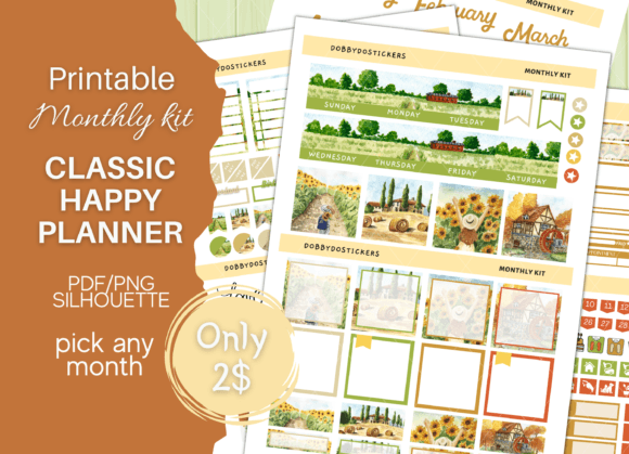 Download Fall Monthly Sticker Kit, Happy Planner - Happy planner Collection
