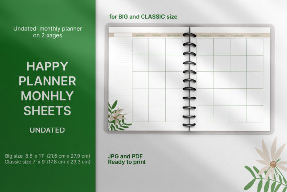 Download Undated Monthly Planner Happy Planner - Happy planner Collection
